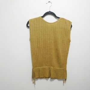 Mustard ribbed pleated top